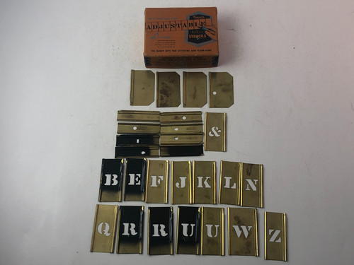 Vintage Reese's Adjustable 1/2” Brass Stencils Letters & More Incomplete Set