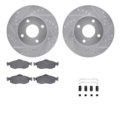 For Mercury Cougar 99-02 Drilled & Slotted Front Brake Kit w Euro Ceramic Pads