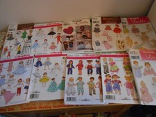Lot of 10 Doll Clothes Sewing Patterns Uncut Simplicity patterns Barbie etc.