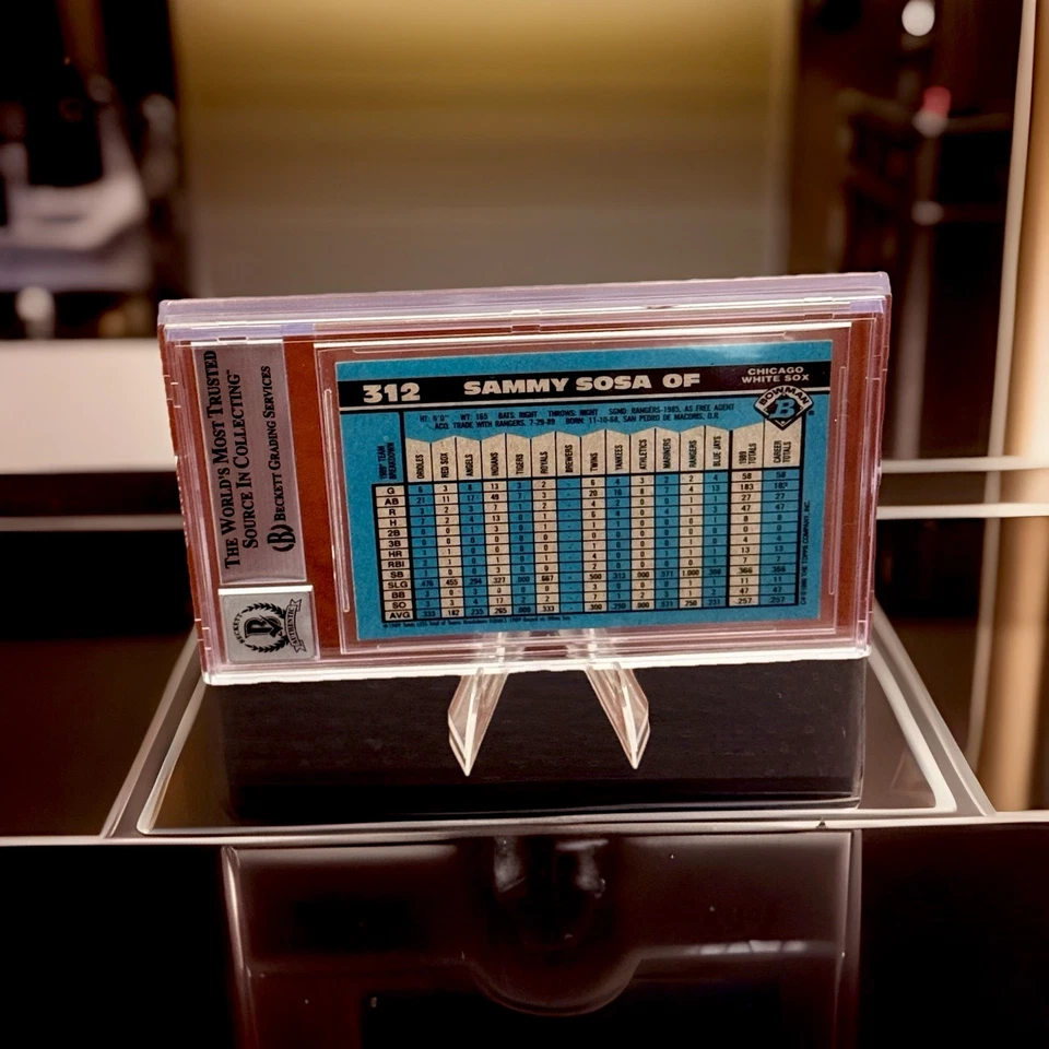 1990 Bowman Sammy Sosa Rookie #312 Autograph Beckett 10 Auto White Sox RC Legend - Image 4 of 4