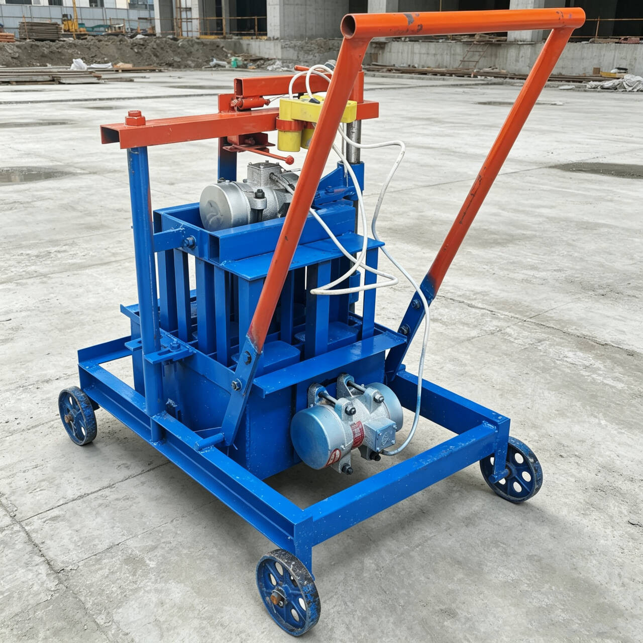 220V Hand-Propelled Hollow Soil Block Brick Forming Machine Concrete Brick Maker