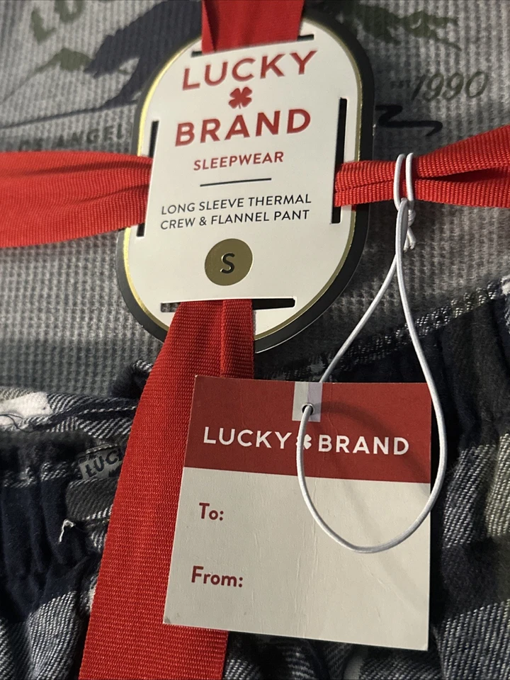Lucky Brand Pajama Set Mens Size Small Long-sleeved Crew Flannel Pants Gift Box - Image 3 of 4