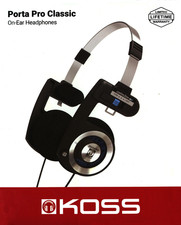Koss Porta Pro Classic On-Ear Headphones, Retro Style, 3.5mm Wired Plug (Black)