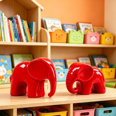 Elephant Statues Animal Sculptures Collectible Figurine Ceramic Elephant
