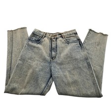 Bill Blass Acid Wash Blue High Waisted Mom Jeans Raw Hem Size 10 Cotton Vintage