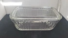 ANCHOR HOCKING RIBBED SIDE/TOP FRIDGE DISH W/ LID, VINTAGE, RECTANGULAR, VG