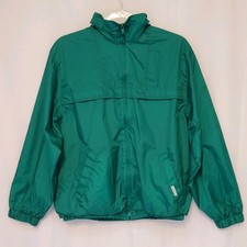 London Fog Youth Green Windbreaker Ripstop Hood Full Zip Jacket Size XL 18/20
