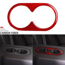 Red Carbon Fiber Rear Water Cup Holder Cover Trim For GMC Terrain Equinox 10-17