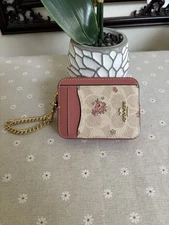 Coach Zip Card Case With Floral Print