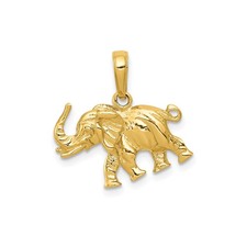 10k Yellow Gold Elephant Pendant Unisex Animal Charm Symbolic Spiritual Jewelry