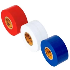 Wide Red, White & Blue Electrical Tape, 3-Pack – Waterproof, Industrial Grade...