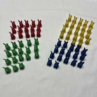 Lot 71 Small Hard Plastic Bunnies Multi Color Sorting Patterning Counting +/-