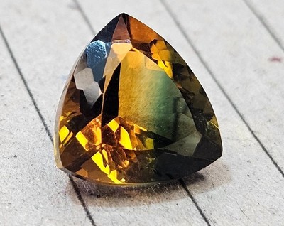 l Tourmaline Bi-Colour Trillion Cut Natural 7-8 Ct Loose EGL Certified Gemstone