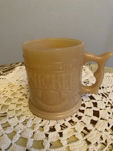 Whataburger Vintage Nickel Coffee Mug Butterscotch Milk Glass