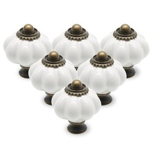 12pcs White Vintage Ceramic Cabinet Knobs, Dresser Drawer Door Pulls with Mou...