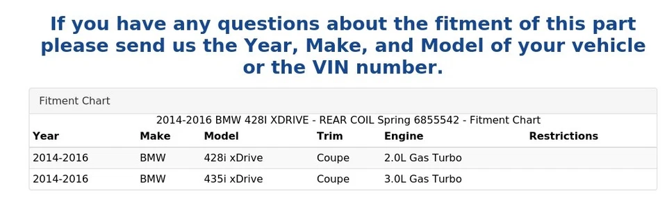 BMW 428I XDRIVE 2014-2016 - Muelle helicoidal trasero 6855542 Foto 3 de 3