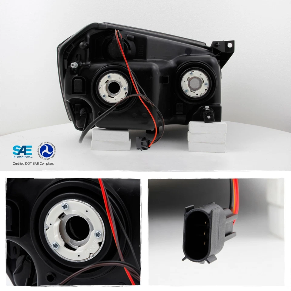 Fit 2005-2007 Dodge Magnum SE SRT SXT RT Black Bezel Replacement Headlights Pair - Image 3 of 4