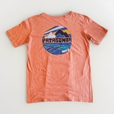 Patagonia Youth Back Hit Logo Tee Orange Organic Cotton Rare Surf