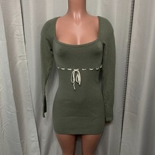 BDG Edison Long Sleeve Sweater Mini Dress Women's Size Medium Khaki Pullover NWT