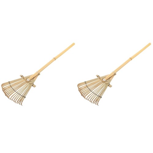 2 Pieces Gardening Bamboo Rake Rakes for Leaves Child Hand Tools | eBay