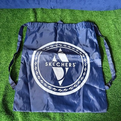 Skechers Navy Blue White Logo Sack Pack Backpack String Drawstring Gym Bag OS