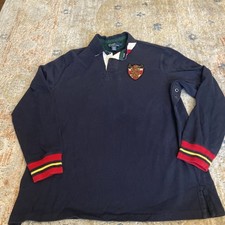Polo Ralph Lauren L Button Up Rugby Sweatshirt Long Sleeve Sweater 00s Vintage
