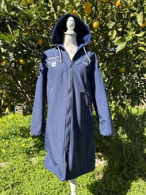 Vintage Tru West Navy Blue Notre Dame Parka Fleece Jacket Spirits Coat Size M