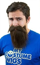 Realistic Fake Beard and Mustache   Dark Brown Costume Accessory