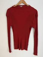 COS Ribbed Women's Long Sleeve Top Pullover Red Size Medium Made In Portugal