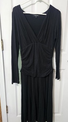 Karen Kane Dress Black Long Sleeve Long Maxi Womens L Witchy Whimsy Goth Lined
