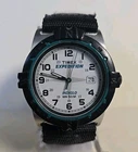 VTG Timex Expedition Watch Men White Dial Silver Tone Date Indiglo 1999 New Batt