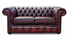 Chesterfield Sofa Suite Premium Oxblood Italian Leather 2 Seater