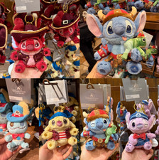 Authentic Shanghai Disney Pirates Series Stitch  Angel Plush Doll Keychain New