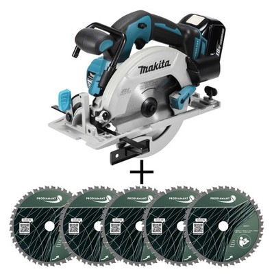 Akku-Handkreissäge 18V DHS680 im Set mit 5x HM TCT Kreissägeblatt 165mm -
