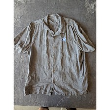 Tommy Bahama Mens XXL Gray 100% Silk BYU Cougars Embroidered Camp Shirt NCAA