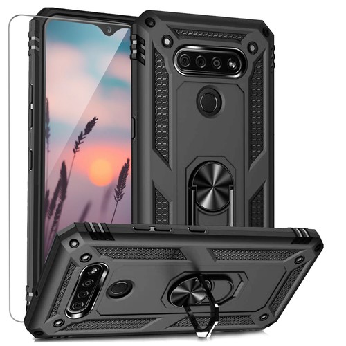 For LG K51/Q51/Reflect Ring Case Magnetic Support Metal Kickstand+Tempered Glass - Picture 8 of 11