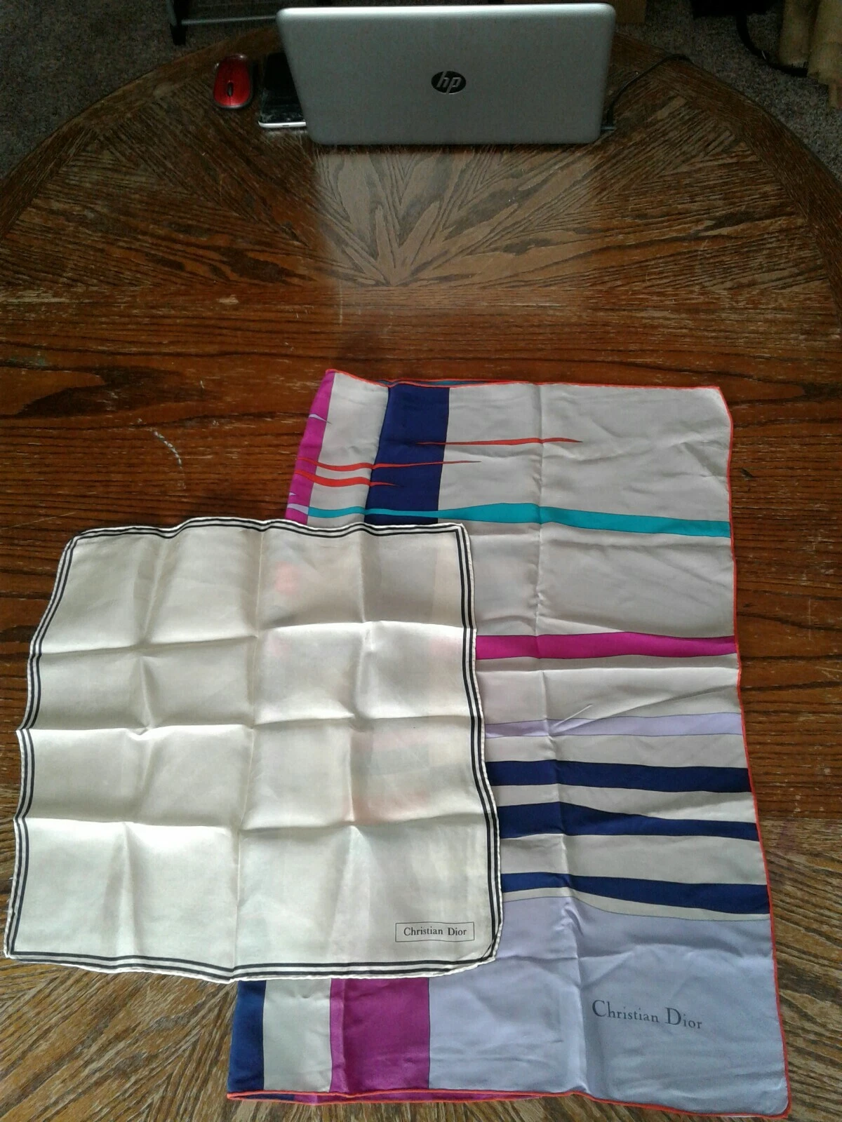 2 foulards vintage en soie Christian Dior rectangle carré (cb9)