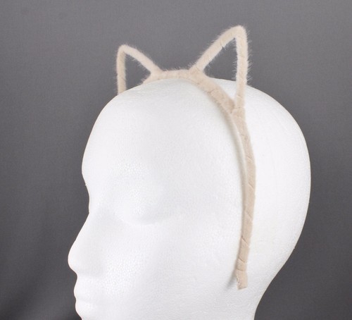 Cream Beige cat ears headband furry kitten hair band accessory cosplay cats ear - 第 1/5 張圖片