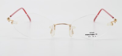 MASUNAGA Brille B25 46 20 M Fit-1 Beta Titan Gold Rot Filigran Vintage Japan