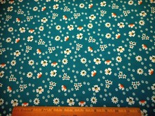 Quilt Fabric By The Half-Yard White Floral on TEAL/GREEN Premium Cotton C