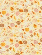 Nautical Fabric - Small Seashell Toss Cream Sand - Timeless Treasures YARD