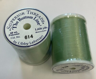 SUPERIOR THREADS- THE BOTTOM LINE 60 WEIGHT (1420 YARDS)- COLOR 614- LIGHT GREEN