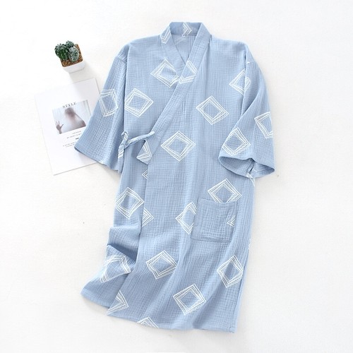 Japanische Baumwolle Yukata Pyjama Kimono Morgenmantel Bademantel Nachtwäsche Loungewear Unisex - Bild 2 von 15