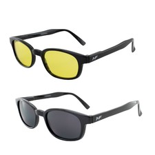 2 Pairs MotoFrames Lockdown Riding Glasses w/ Black Frames Smoke Yellow Lenses