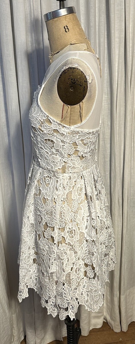 Francesca's Womens White Lace And Chiffon Dress Sz S Pre-owned | eBay