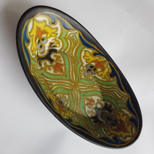 Antique Gouda Holland Tokio Art Deco dish boat bowl ceramic pottery 20cm Dutch - Picture 8 of 14
