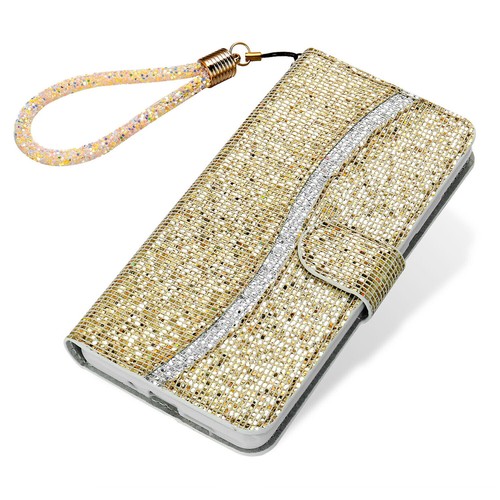 For iPhone 7 8 Xs 11 12 13 14 15 16 Glitter Flip Leather Wallet Cover Case Strap - Picture 43 of 46