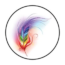 48 Colorful Feather. ENVELOPE SEALS LABELS STICKERS 1.2" ROUND