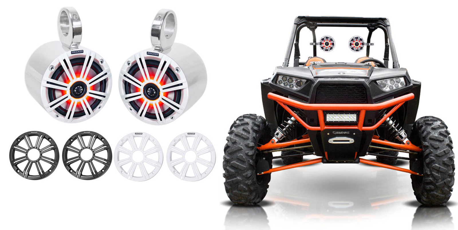 Пара динамиков KICKER 45KM654L 65 390 Вт серебристого цвета со светодиодной подсветкой для Polaris RZRATVUTV 45690₽