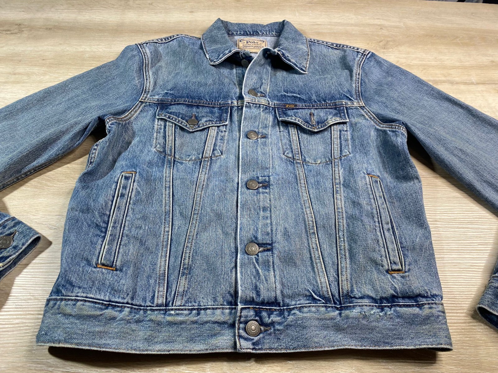 Giacca Polo Ralph Lauren uomo B&T nuova con etichette 2XB Big Pony stampa grafica jeans denim